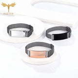Stainless Steel Magnetic Bracelet Men Women Laser Burn Word Jewelry