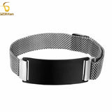 Stainless Steel Magnetic Bracelet Men Women Laser Burn Word Jewelry