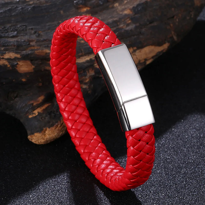 Men's Stainless Steel Magnetic Clasp Name Rope Bracelet