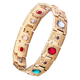 Stainless Steel Magnetic Therapy Bracelet Crystal Stone Charm Bracelet