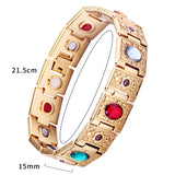 Stainless Steel Magnetic Therapy Bracelet Crystal Stone Charm Bracelet