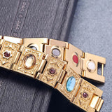 Stainless Steel Magnetic Therapy Bracelet Crystal Stone Charm Bracelet