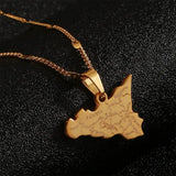 Stainless Steel Map of Sicilia Necklace Pendant Italian Women Jewelry