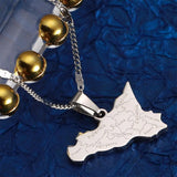 Stainless Steel Map of Sicilia Necklace Pendant Italian Women Jewelry