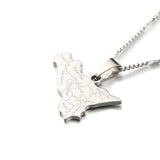 Stainless Steel Map of Sicilia Necklace Pendant Italian Women Jewelry