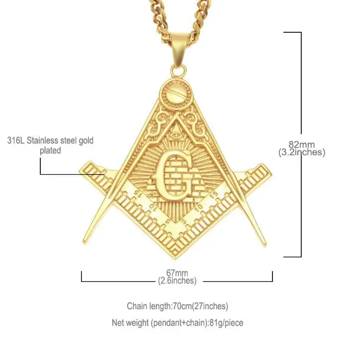 Masonic All-Seeing Eye Pendant Necklace for Men