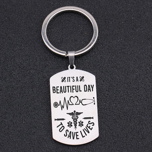 Medical Stainless Steel Dog Tag Keychain - Save Lives