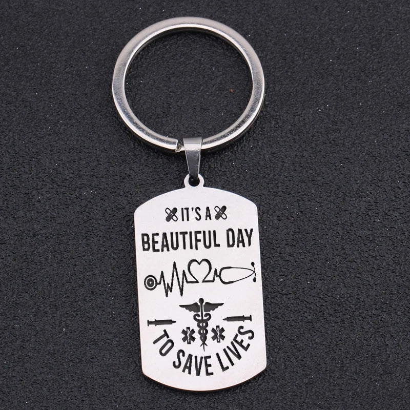 Medical Stainless Steel Dog Tag Keychain - Save Lives