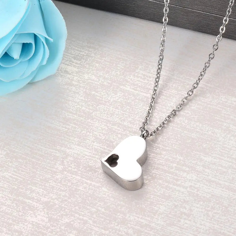 Heart Pendant Ash Holder Urn Necklace for Ashes with Funnel Kit
