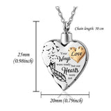 Memorial Heart Cremation Ashes Urn Jewelry - Your Wings Were Ready