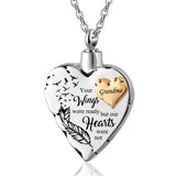 Memorial Heart Cremation Ashes Urn Jewelry - Your Wings Were Ready