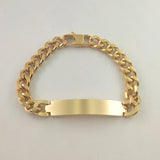 Men's 18K Plated Cuban Link Chain Bracelet Customize ID Logo Bar Engrave Name