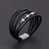Stainless Steel Leather Rope Bracelet Multilayer Charm Bracelet