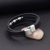 Stainless Steel Leather Rope Bracelet Multilayer Charm Bracelet