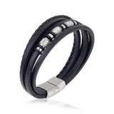 Stainless Steel Leather Rope Bracelet Multilayer Charm Bracelet