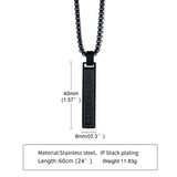 Men's Stainless Steel Roman Numerals Bar Pendant Necklace