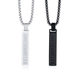Men's Stainless Steel Roman Numerals Bar Pendant Necklace