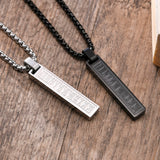Men's Stainless Steel Roman Numerals Bar Pendant Necklace