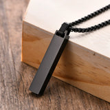 Men's Stainless Steel Roman Numerals Bar Pendant Necklace