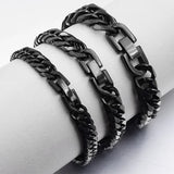Stainless Steel Men Safety Buck Bracelet Cuban Link