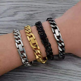 Stainless Steel Men Safety Buck Bracelet Cuban Link