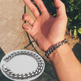 Stainless Steel Men Safety Buck Bracelet Cuban Link