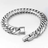 Stainless Steel Men Safety Buck Bracelet Cuban Link
