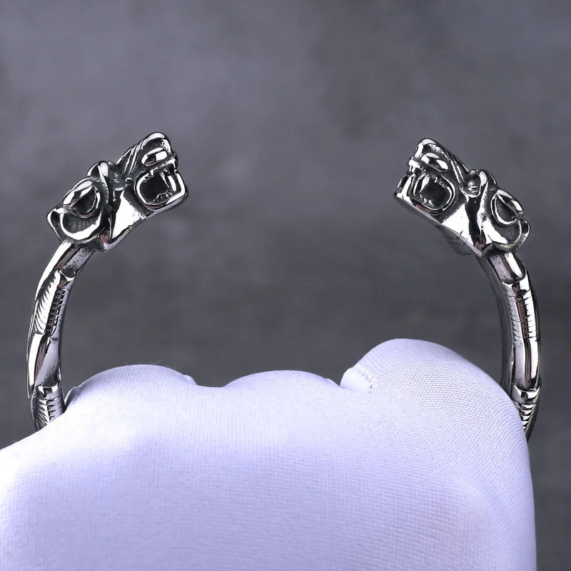 Stainless Steel Men's Wolf Head Bracelet Street Biker Party Accessories