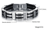 Stainless Steel Men's Bracelet Silicone Inlaid Clasp Chain Bangle
