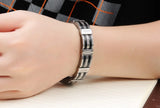 Stainless Steel Men's Bracelet Silicone Inlaid Clasp Chain Bangle