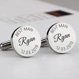 Men's Stainless Steel Wedding Date Cufflinks