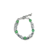 Men's Green Opal Cat Eye Stone Bracelet Double Chain Stainless Steel