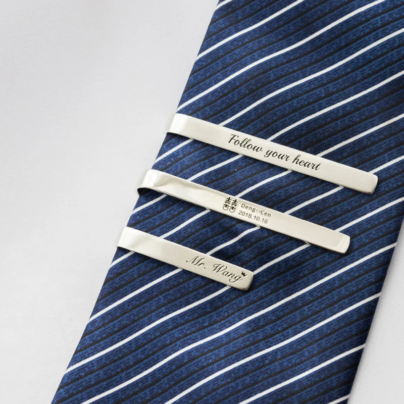 Personalized Stainless Steel Men's Tie Clip - Logo To Map Lettering