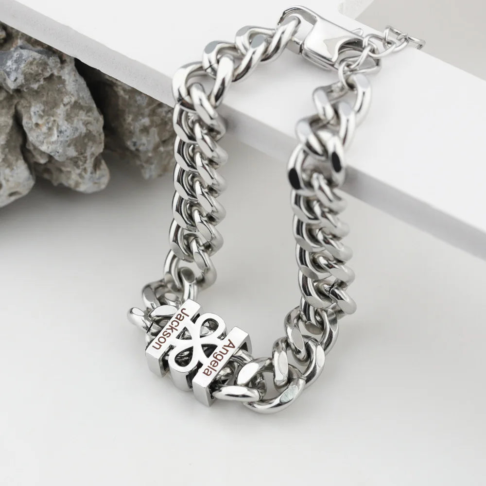 Customizable Stainless Steel Cuban Bracelet in Various Sizes and Colors