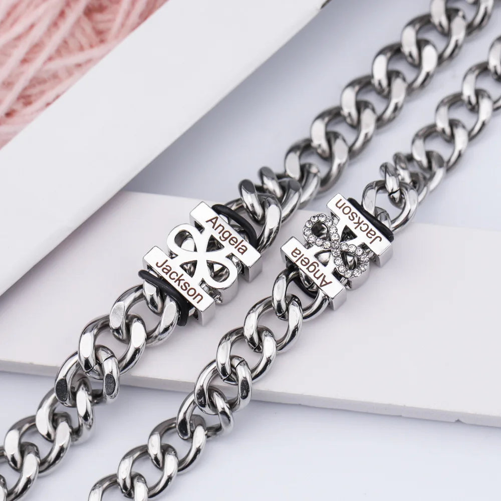 Customizable Stainless Steel Cuban Bracelet in Various Sizes and Colors