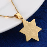 Stainless Steel Menorah Temple Pendant Necklace Star Pattern
