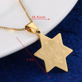 Stainless Steel Menorah Temple Pendant Necklace Star Pattern