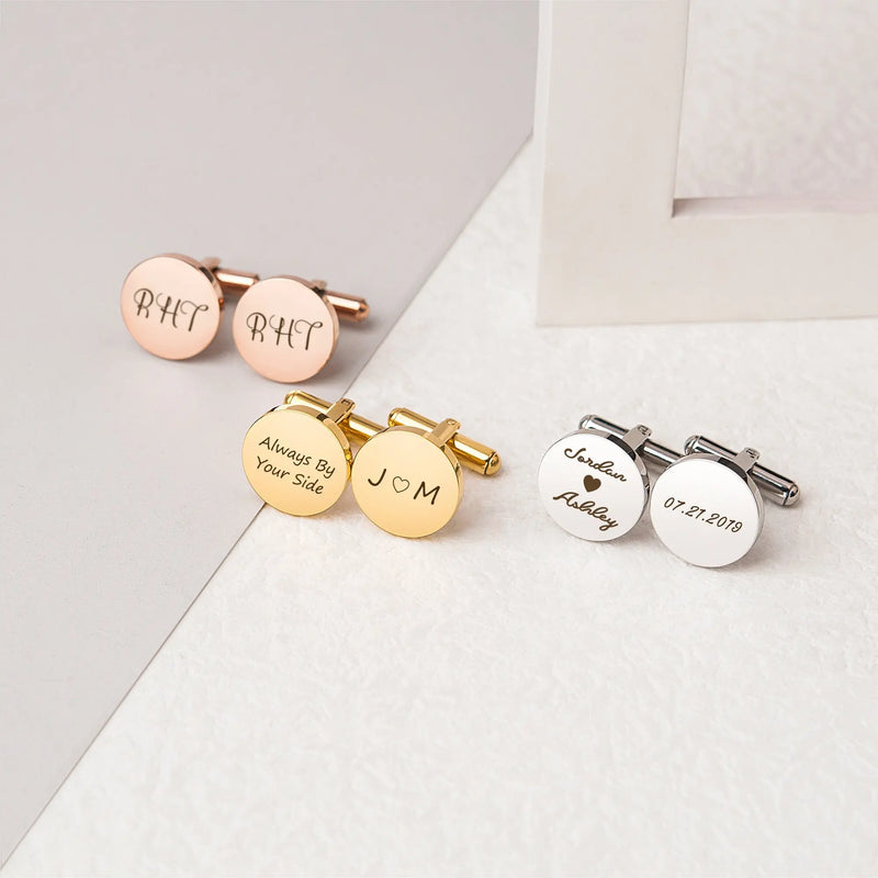 Personalized Stainless Steel Cufflinks-Engraved Letter Cufflinks-Boyfriend Gift