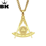 Square Masonic Freemason Pendant Necklace with 5mm Chain