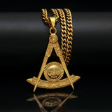 Square Masonic Freemason Pendant Necklace with 5mm Chain