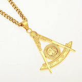 Square Masonic Freemason Pendant Necklace with 5mm Chain