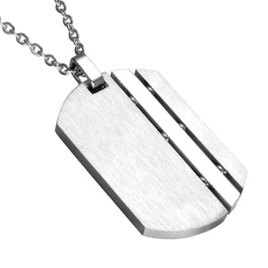 Stainless Steel Mens Army Style Dog Tags Chain Pendant Necklace