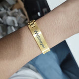 Personalized Stainless Steel Men's Name Bangle Jewelry Engraving Date Gift