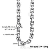Men's Stainless Steel Cable Chain Necklace Gift 9mm