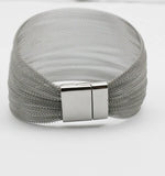 Wide Metal Silver Mesh Bracelet Women Casual Bangle Bracelet