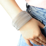 Wide Metal Silver Mesh Bracelet Women Casual Bangle Bracelet