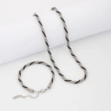 Stainless Steel Mesh Necklace Twist Chain Women Charm Choker Bracelet Set
