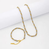 Stainless Steel Mesh Necklace Twist Chain Women Charm Choker Bracelet Set