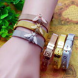 Stainless Steel Mesh Strap Bee Zircon Bracelet