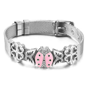 Stainless Steel Mesh Watch Belt Mesh Bracelet Butterfly Charm Strap Bangle